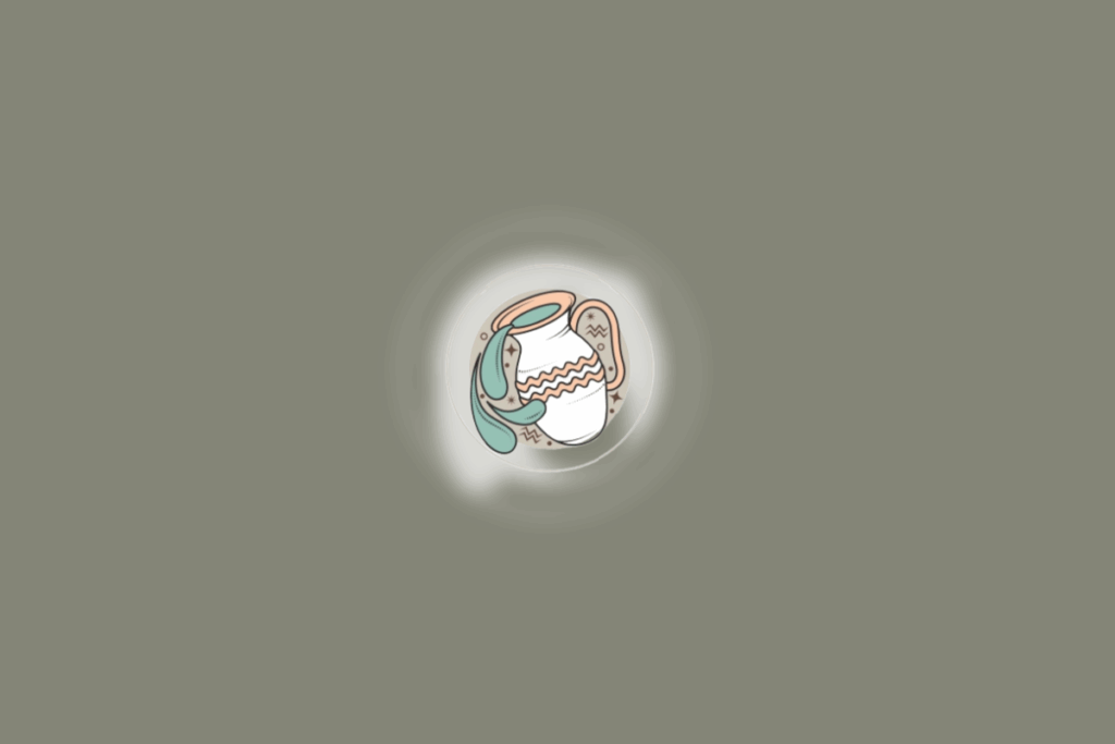 Ilustração de uma ânfora iluminada por luz branca em fundo verde musgo