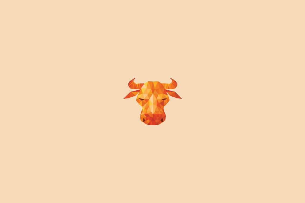 Ilustração do signo de touro, na cor laranja, centralizado em um fundo laranja-claro