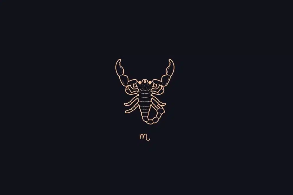 Ilustração do signo de Escorpião em um fundo preto
