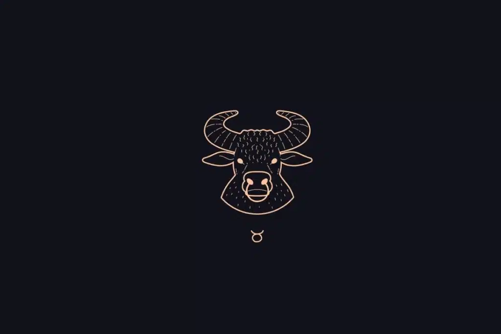 Ilustração do signo de Touro em um fundo preto 
