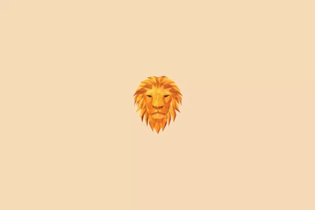 Ilustração do signo de leão, na cor laranja, centralizado em um fundo laranja-claro