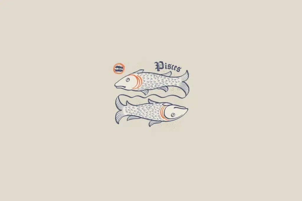 Ilustração do signo de peixes em um fundo bege