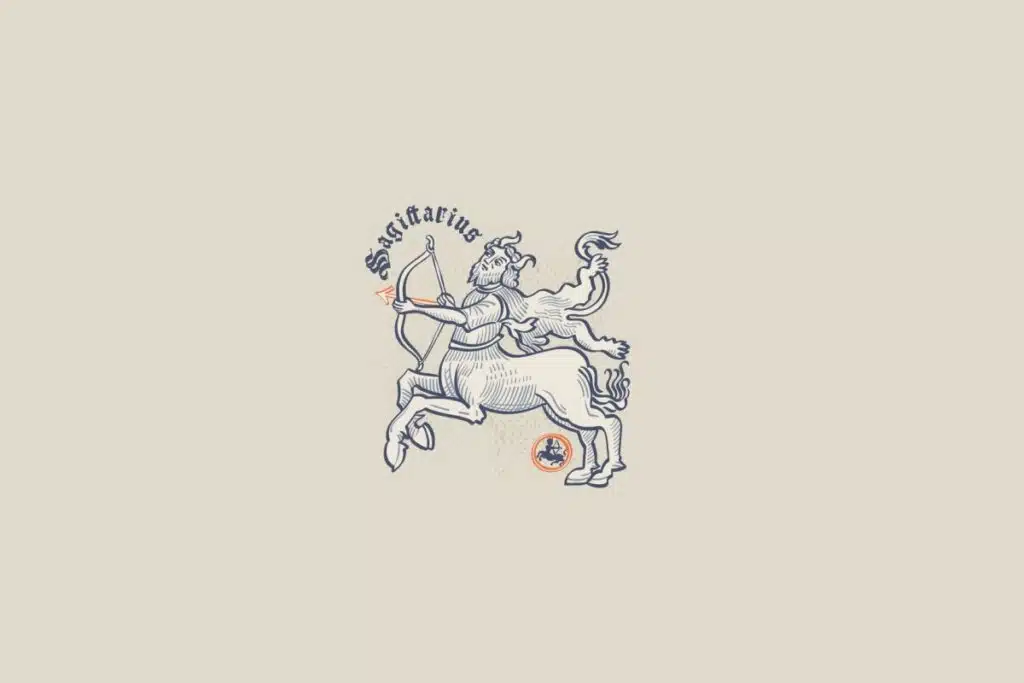 Ilustração do signo de sagitário em um fundo bege
