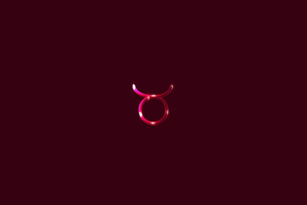 Ilustração do signo de touro rosa em um fundo vermelho