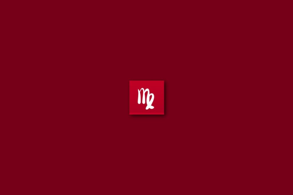Ilustração do signo de virgem em um fundo vermelho