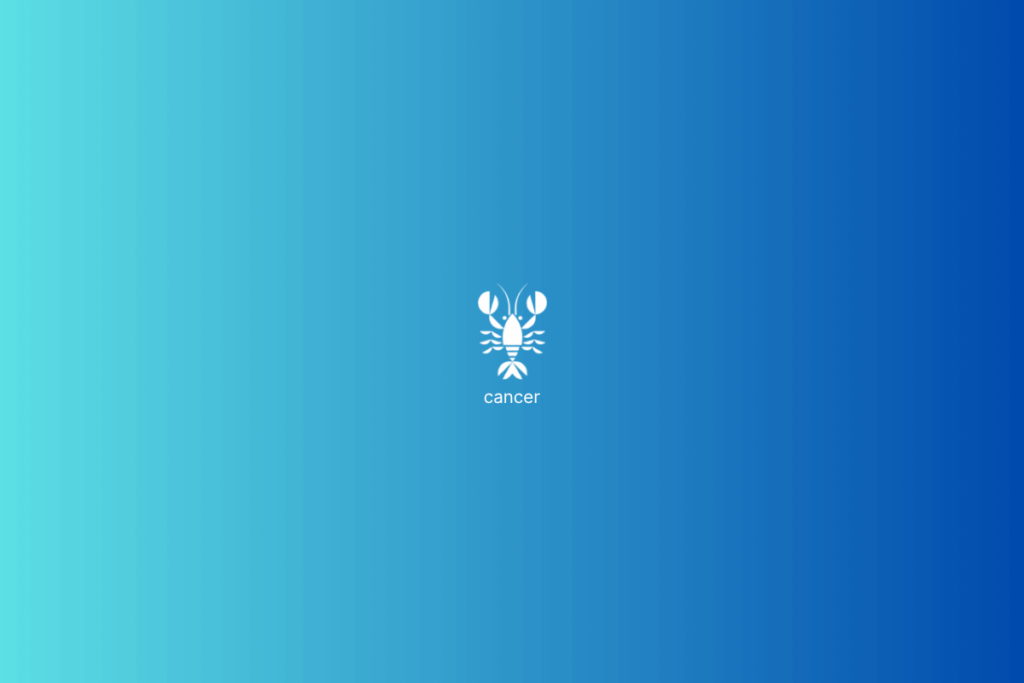 Símbolo do signo de Câncer em branco em fundo em tons de azul