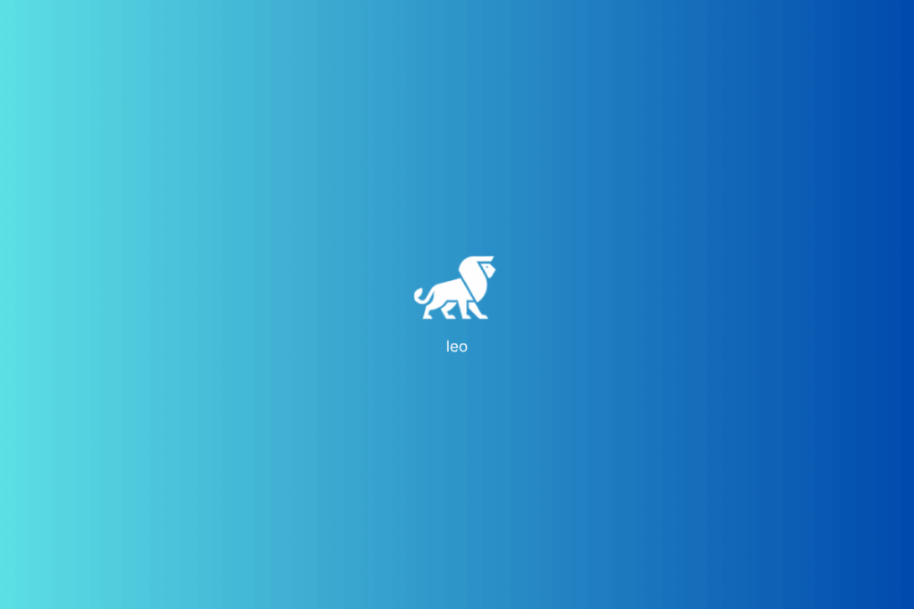 Símbolo do signo de Leão em branco em fundo em tons de azul