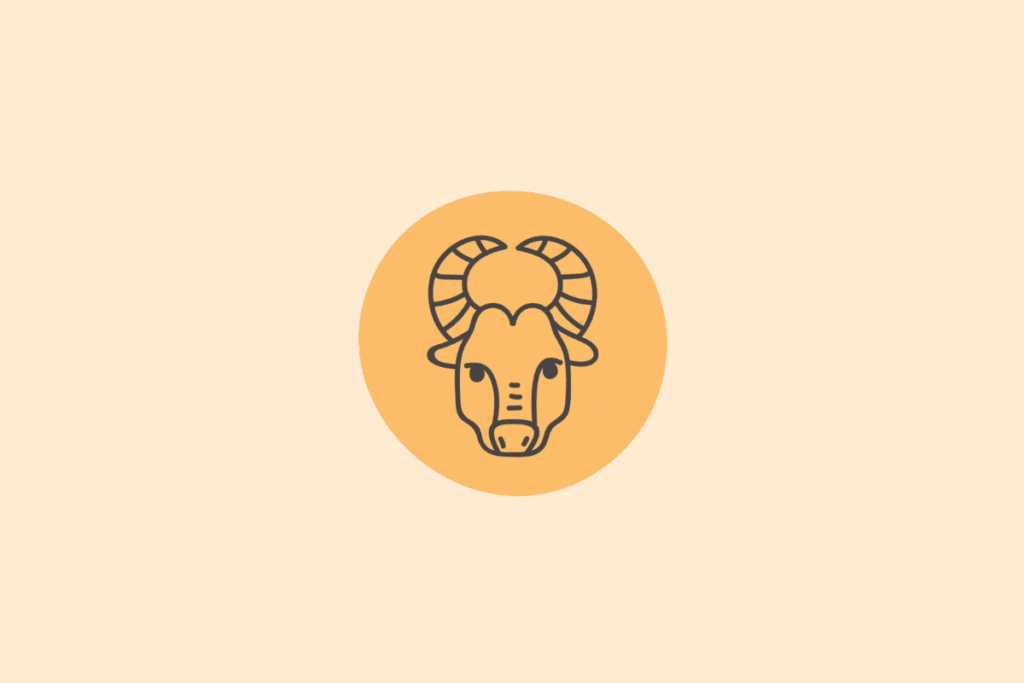 Ilustração minimalista em traços pretos sobre um círculo amarelo-alaranjado, exibindo a cabeça de um touro de frente com chifres curvados, representando o signo de Touro.