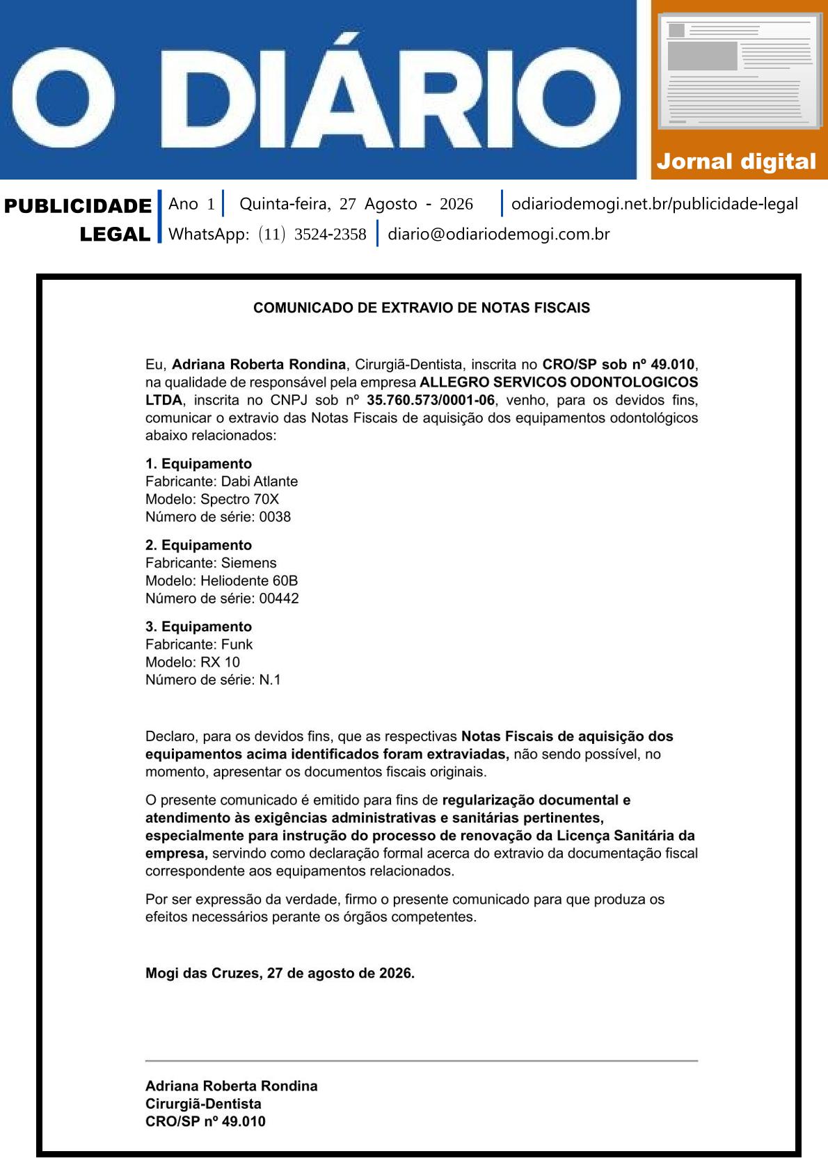 Quinta-Feira , 27 de Agosto