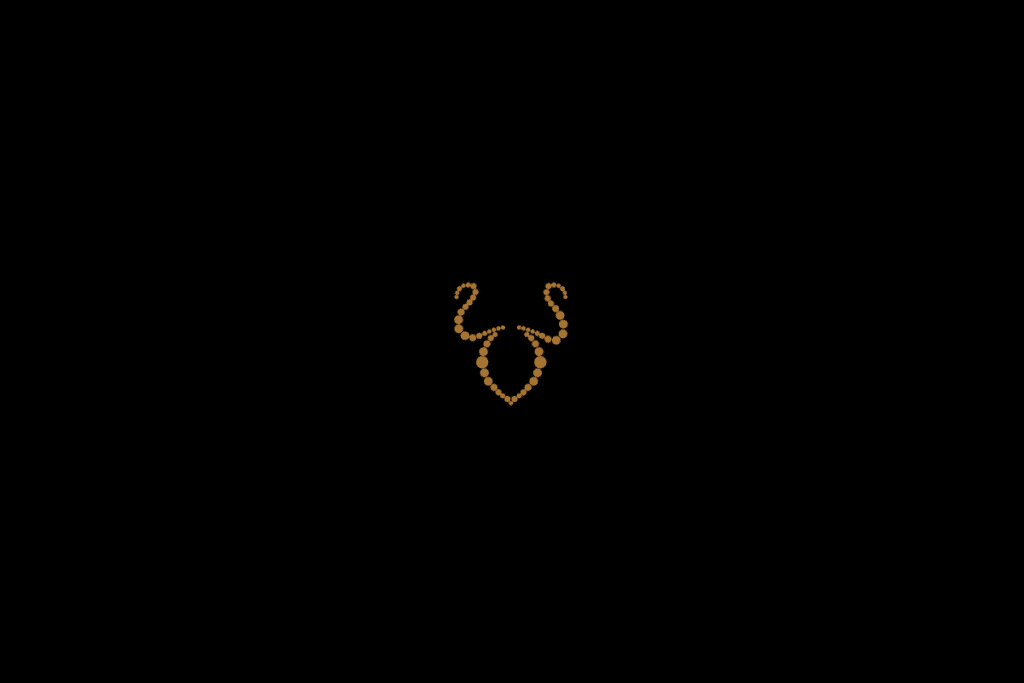Ilustração do signo de touro formado por bolinhas na cor bege, centralizado em fundo preto