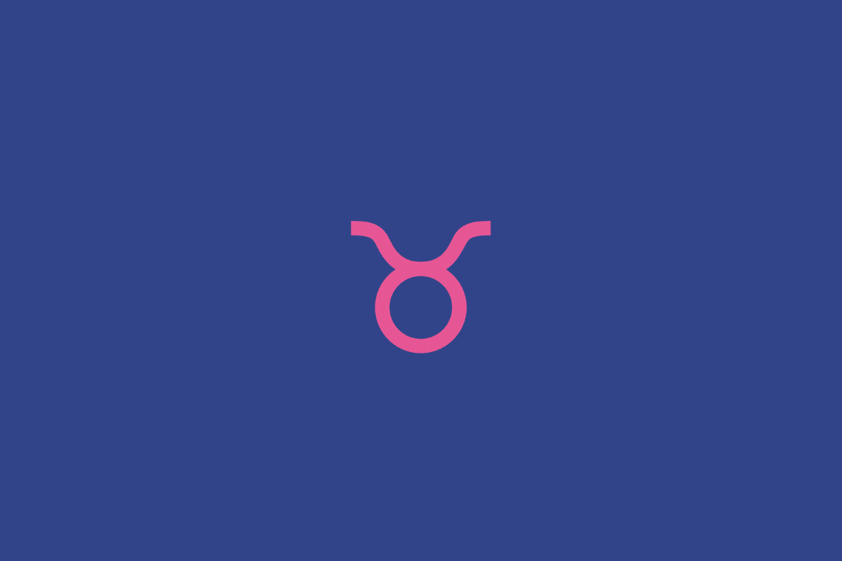 Ilustração do signo de touro na cor rosa e centralizado em fundo azul-escuro
