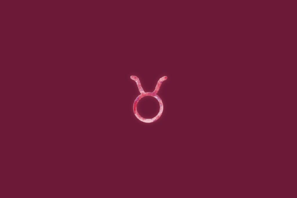 Ilustração do signo de touro centralizado em um fundo rosa