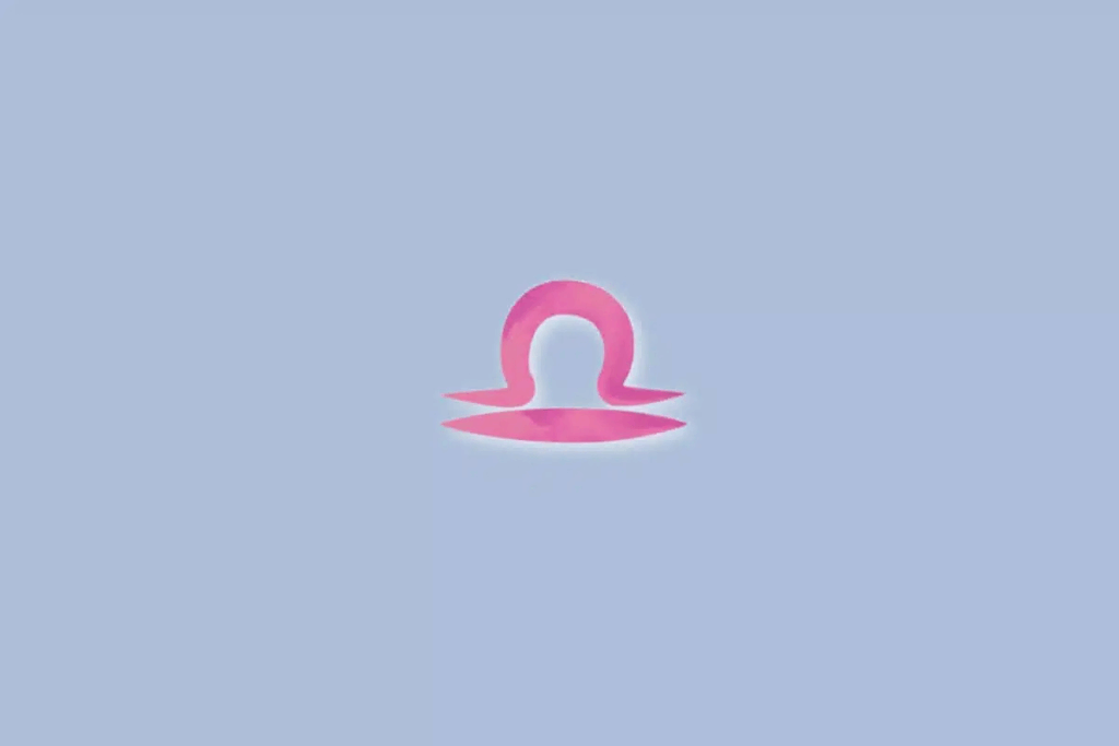 Ilustração do signo de libra na cor rosa e sobre um fundo azul-claro 